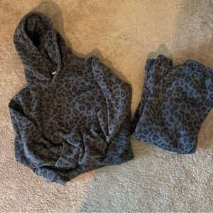 Kids panther Print Hoodie & Jogger Set - Gray